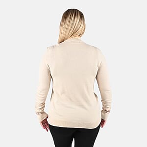 Tamsy Cream Knit Turtle Neck with Diamond Pattern Sweater - M