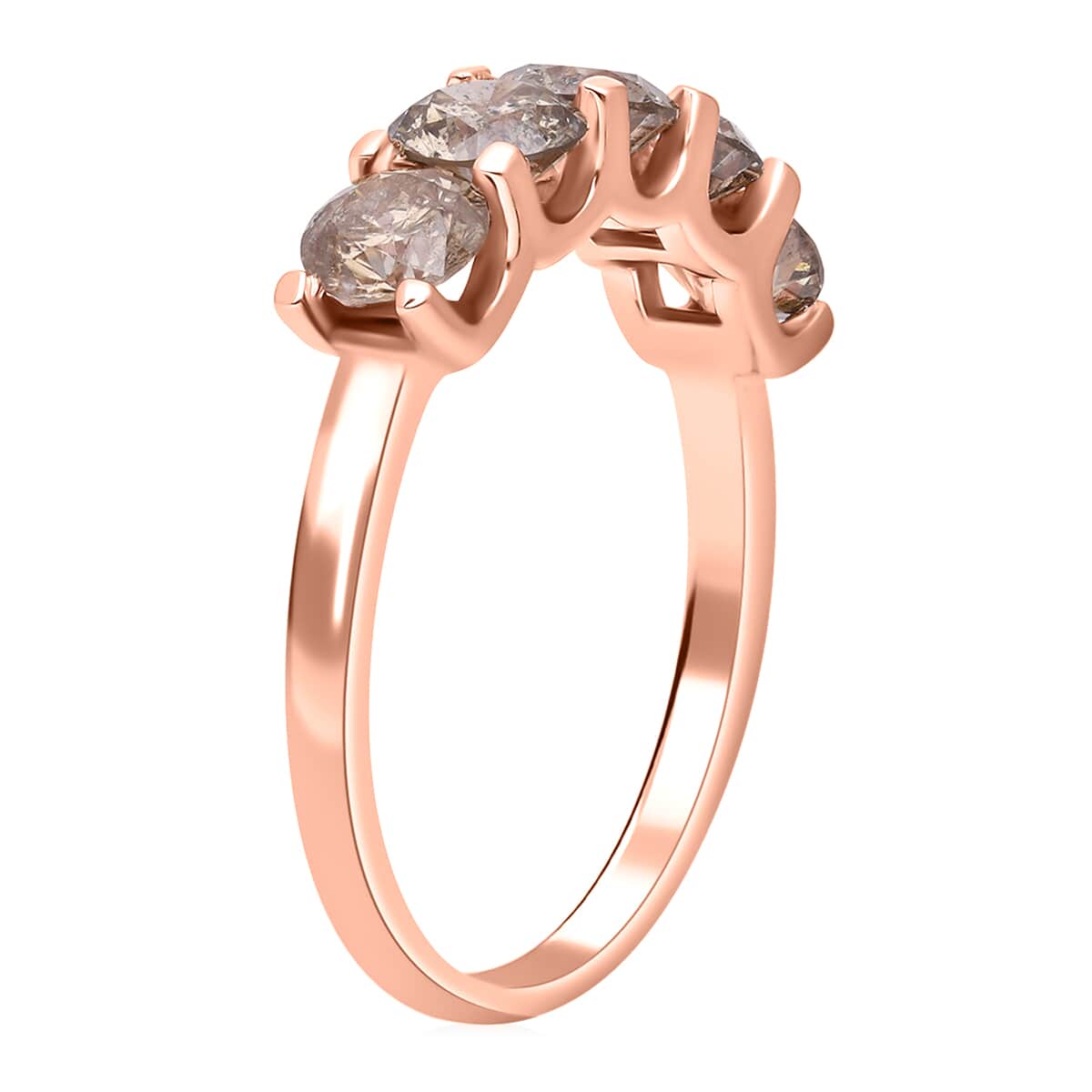 Luxoro Natural Champagne Diamond 5 Stone Ring, 10K Rose Gold Ring, Diamond Ring, Gold Ring For Her, Diamond Gifts 2.00 ctw image number 3