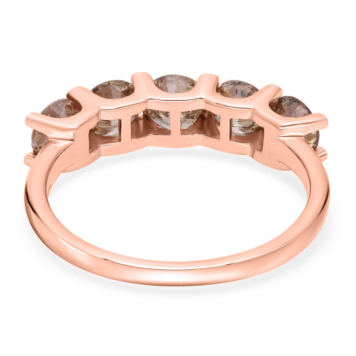 Luxoro Natural Champagne Diamond 5 Stone Ring, 10K Rose Gold Ring, Diamond Ring, Gold Ring For Her, Diamond Gifts 2.00 ctw image number 4
