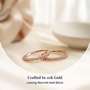 Luxoro Natural Champagne Diamond 1.00 ctw Hoop Earrings in 10K Rose Gold