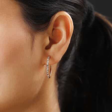 Luxoro 10K Rose Gold Natural Champagne Diamond Hoop Earrings 1.00 ctw image number 2