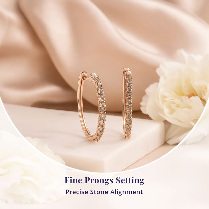 Luxoro Natural Champagne Diamond 1.00 ctw Hoop Earrings in 10K Rose Gold
