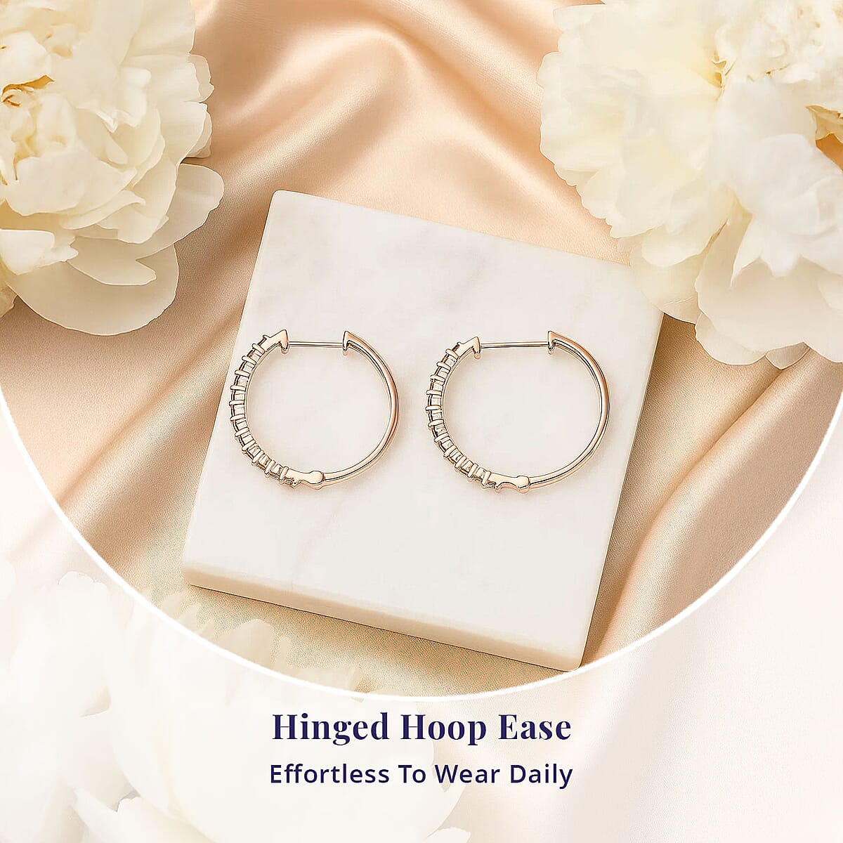 Luxoro Natural Champagne Diamond 1.00 ctw Hoop Earrings in 10K Rose Gold image number 5