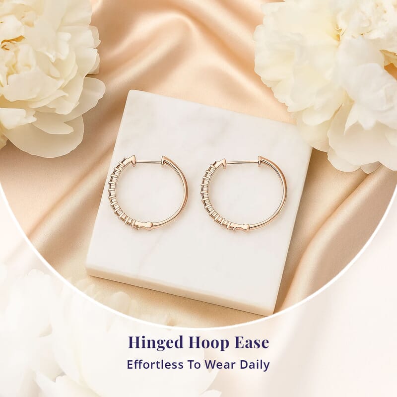 Luxoro Natural Champagne Diamond 1.00 ctw Hoop Earrings in 10K Rose Gold