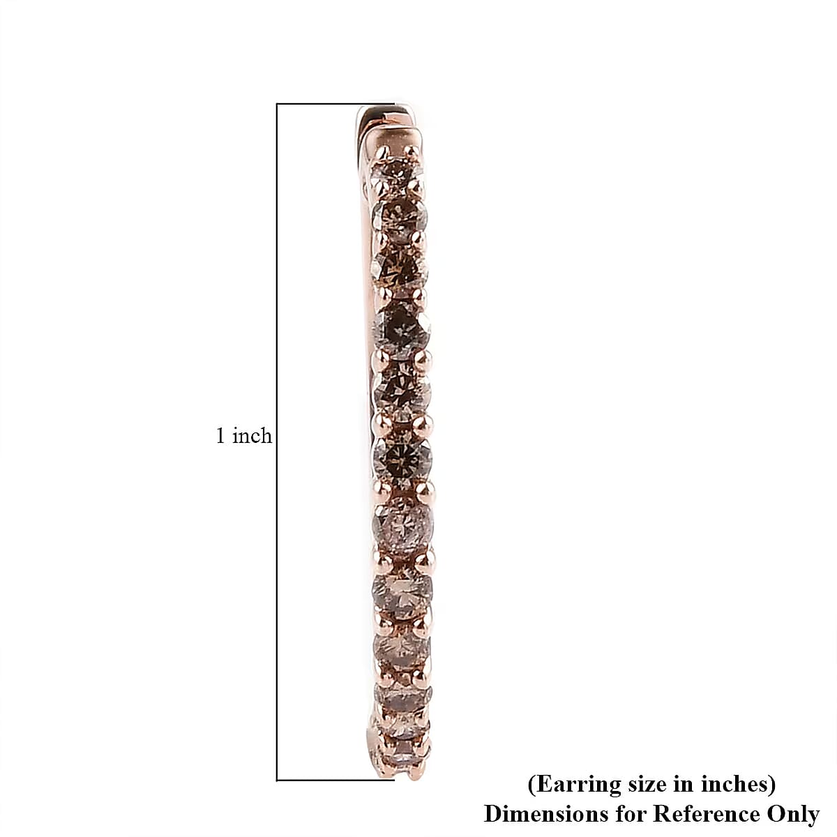 Luxoro Natural Champagne Diamond 1.00 ctw Hoop Earrings in 10K Rose Gold image number 6