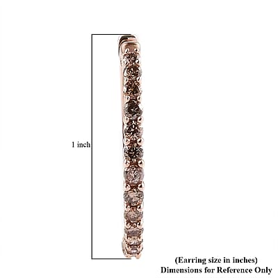 Luxoro Natural Champagne Diamond 1.00 ctw Hoop Earrings in 10K Rose Gold