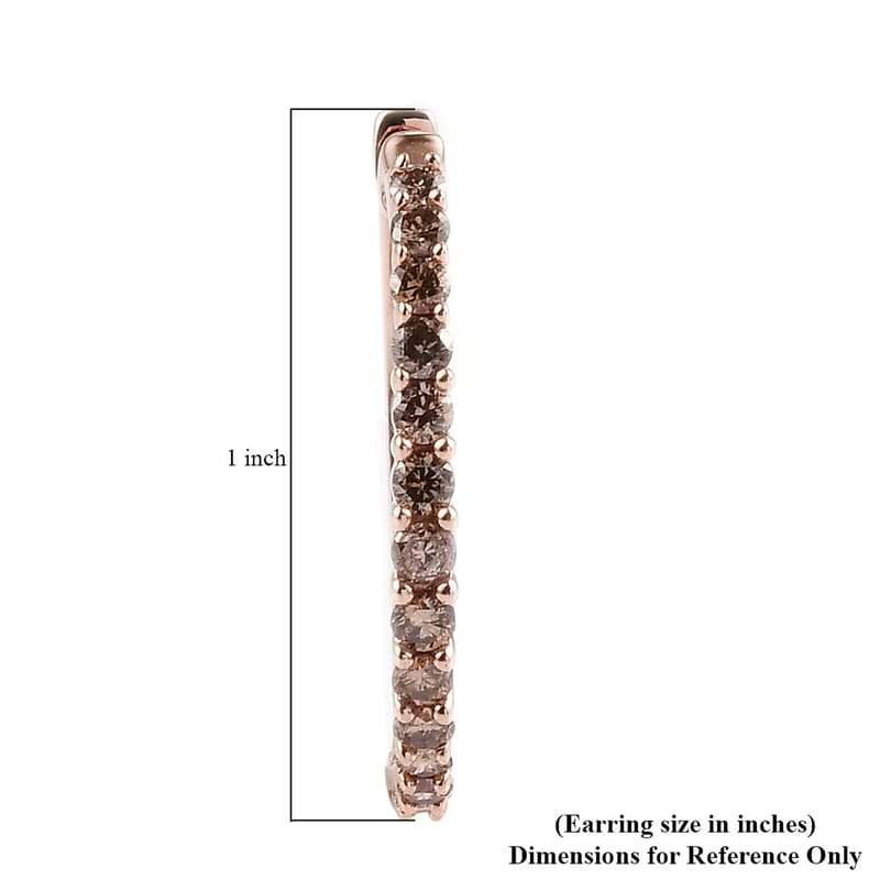 Luxoro Natural Champagne Diamond 1.00 ctw Hoop Earrings in 10K Rose Gold