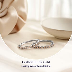 Luxoro Natural Champagne Diamond 1.00 ctw Hoop Earrings in 10K White Gold