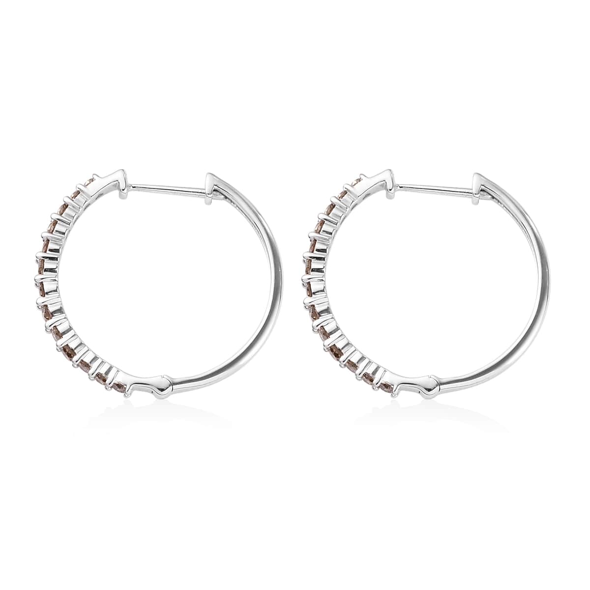 Cheryl Exclusive Pick Luxoro 10K White Gold Natural Champagne Diamond Hoop Earrings 1.00 ctw image number 4