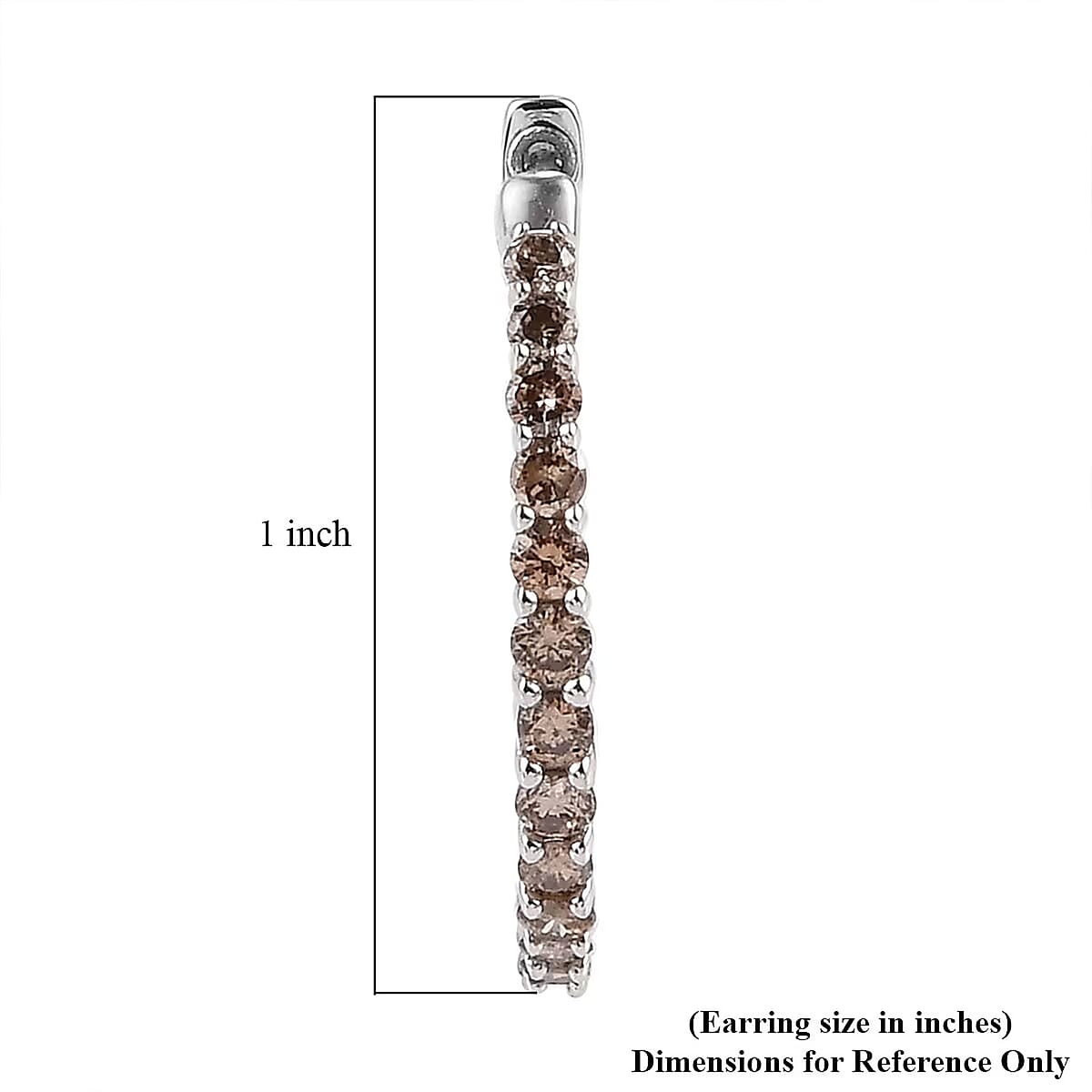 Luxoro Natural Champagne Diamond 1.00 ctw Hoop Earrings in 10K White Gold image number 6