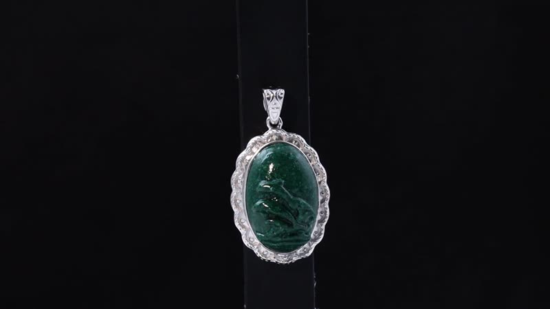 Freshened Malachite Solitaire Pendant in Platinum Over Copper with Magnet 21.00 ctw