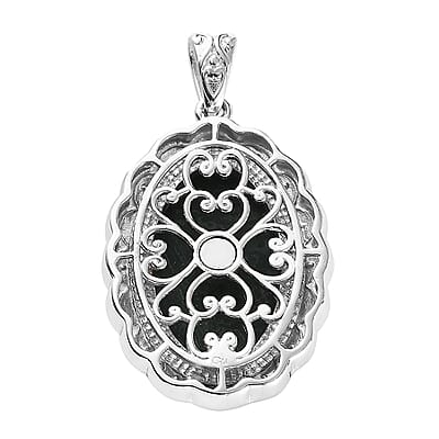 Freshened Malachite Solitaire Pendant in Platinum Over Copper with Magnet 21.00 ctw