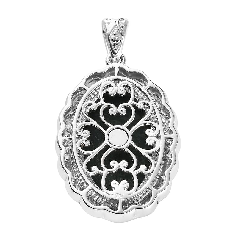 Freshened Malachite Solitaire Pendant in Platinum Over Copper with Magnet 21.00 ctw
