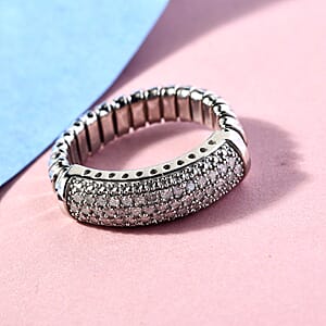 Diamond Fancy Ring in Platinum Over Sterling Silver (Size 8.0) 0.25 ctw