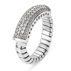 Diamond Fancy Ring in Platinum Over Sterling Silver (Size 8.0) 0.25 ctw