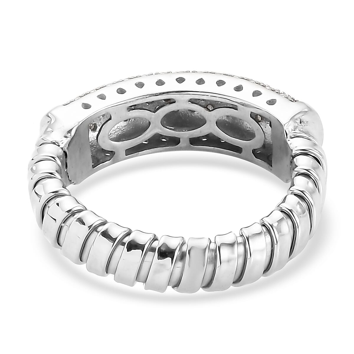 Diamond Fancy Ring in Platinum Over Sterling Silver (Size 8.0) 0.25 ctw image number 4