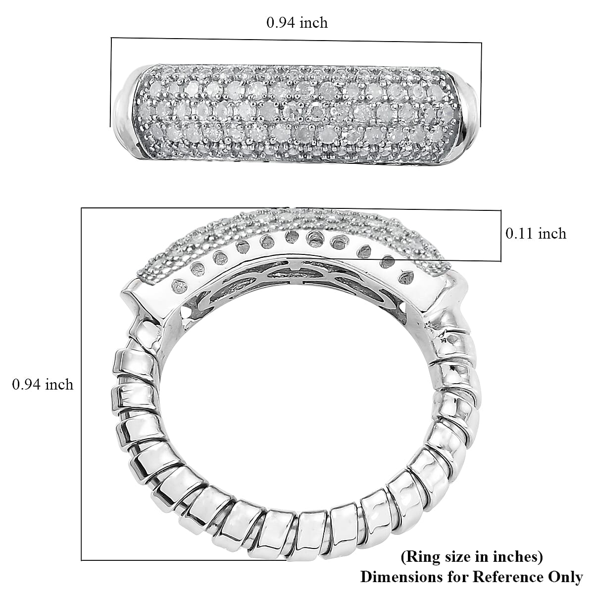 Diamond Fancy Ring in Platinum Over Sterling Silver (Size 8.0) 0.25 ctw image number 5