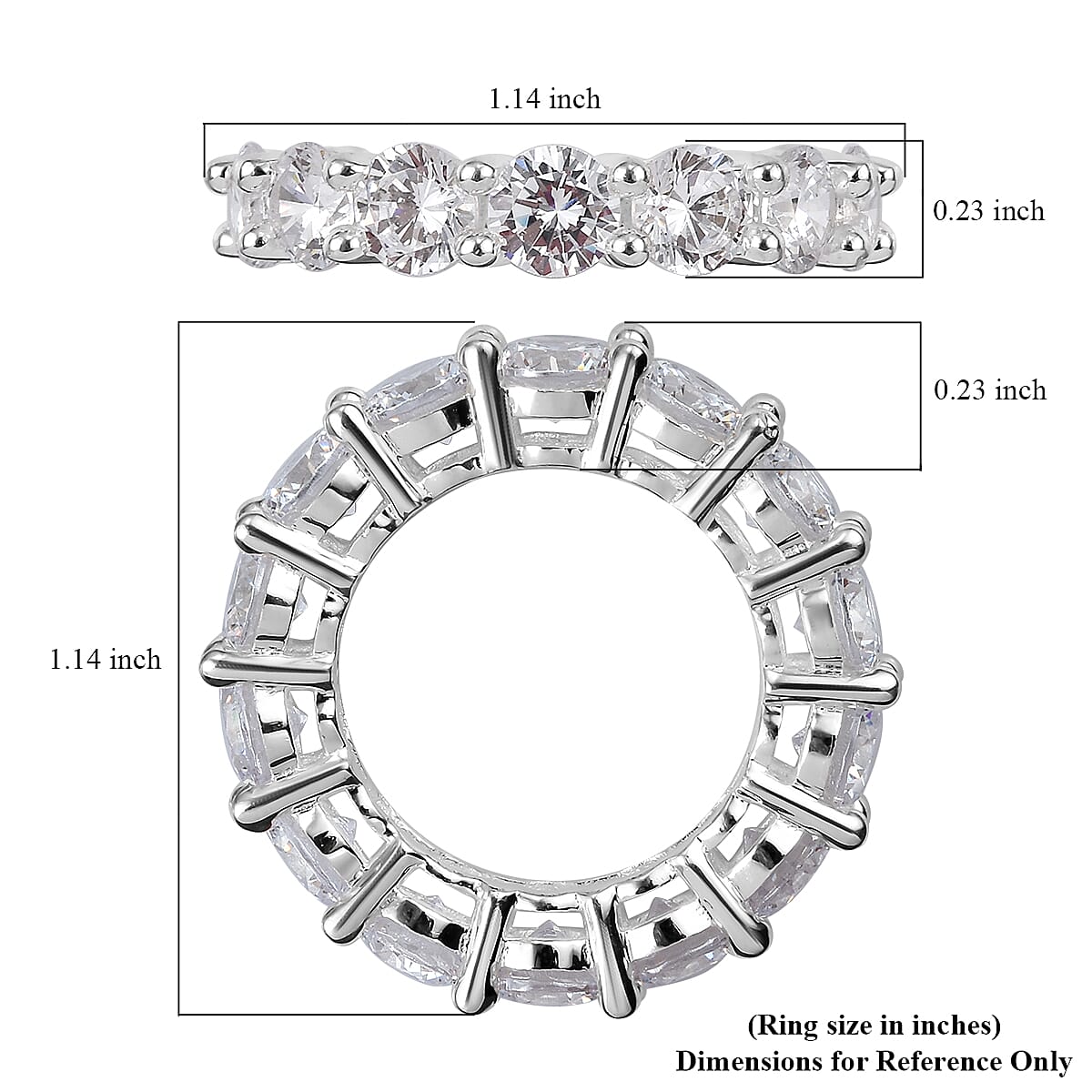 Simulated Diamond Eternity Band Ring in Silvertone (Size 6.0)