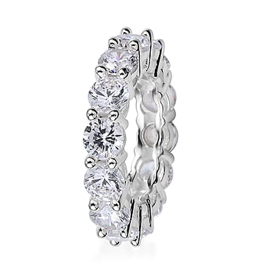 Simulated Diamond Eternity Band Ring in Silvertone (Size 8.0)