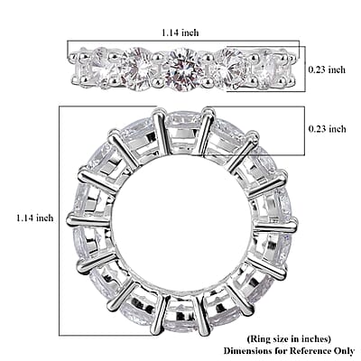 Simulated Diamond Eternity Band Ring in Silvertone (Size 8.0)