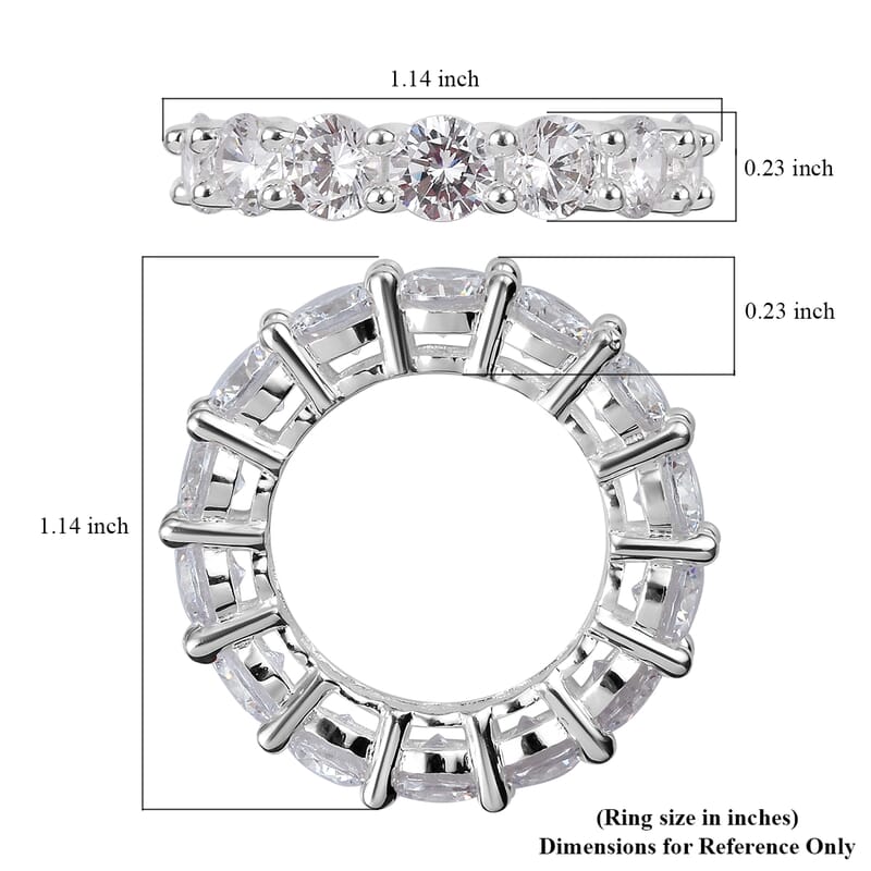 Simulated Diamond Eternity Band Ring in Silvertone (Size 8.0)