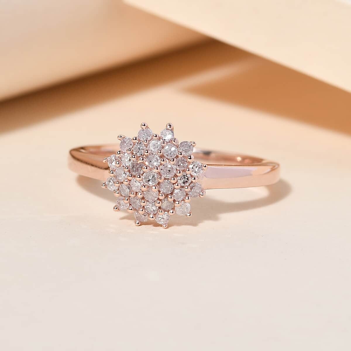 Natural Pink Diamond I3 Floral Ring in Vermeil Rose Gold Over Sterling Silver (Size 7.0) 0.33 ctw image number 1