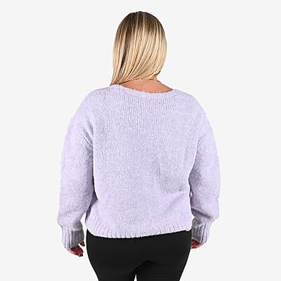 Tamsy Lilac Cardigan with Crystal Buttons - L
