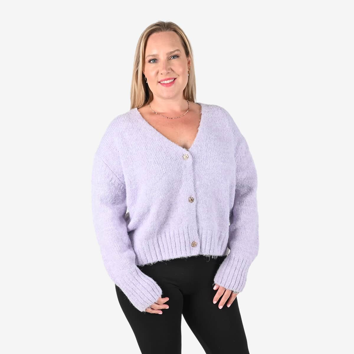 Tamsy Lilac Cardigan with Crystal Buttons - XL image number 3