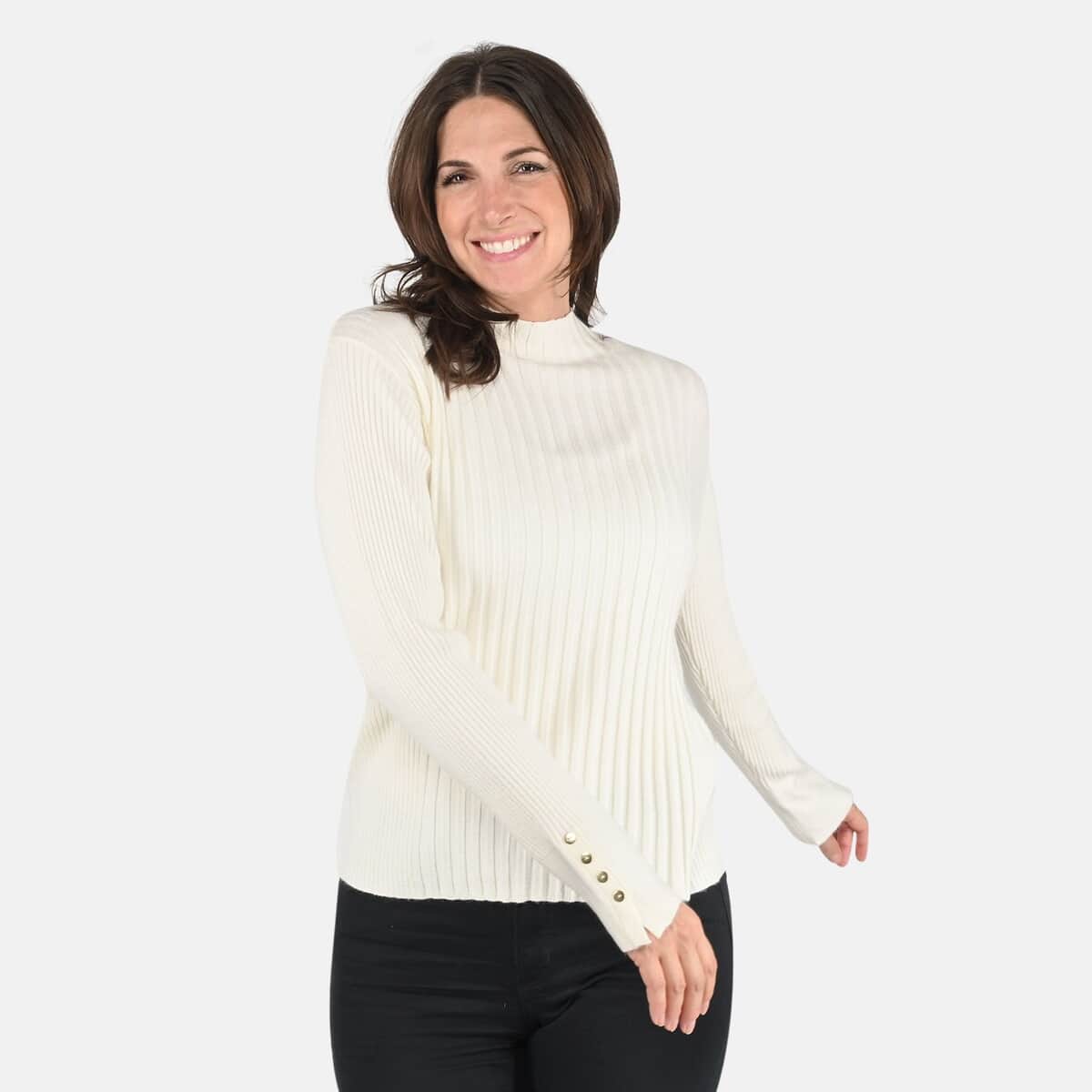 TAMSY Beige Ribbed Knit Sweater - L image number 3