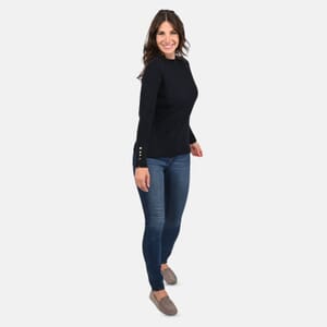 Tamsy Black Ribbed Knit Sweater - M