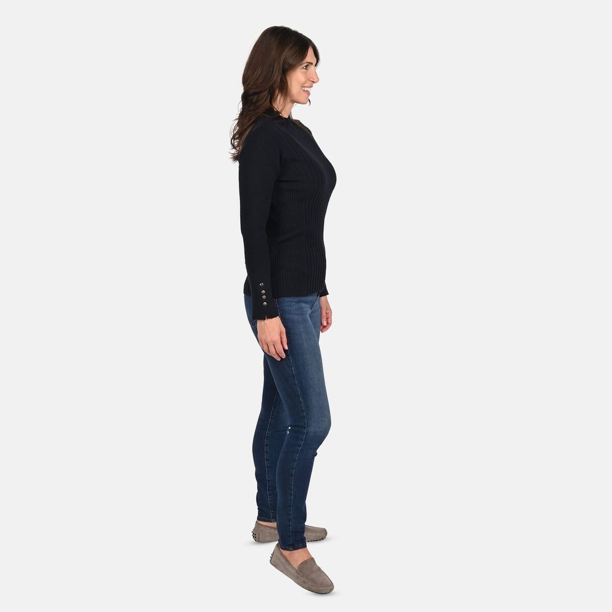Tamsy Black Ribbed Knit Sweater - M image number 2