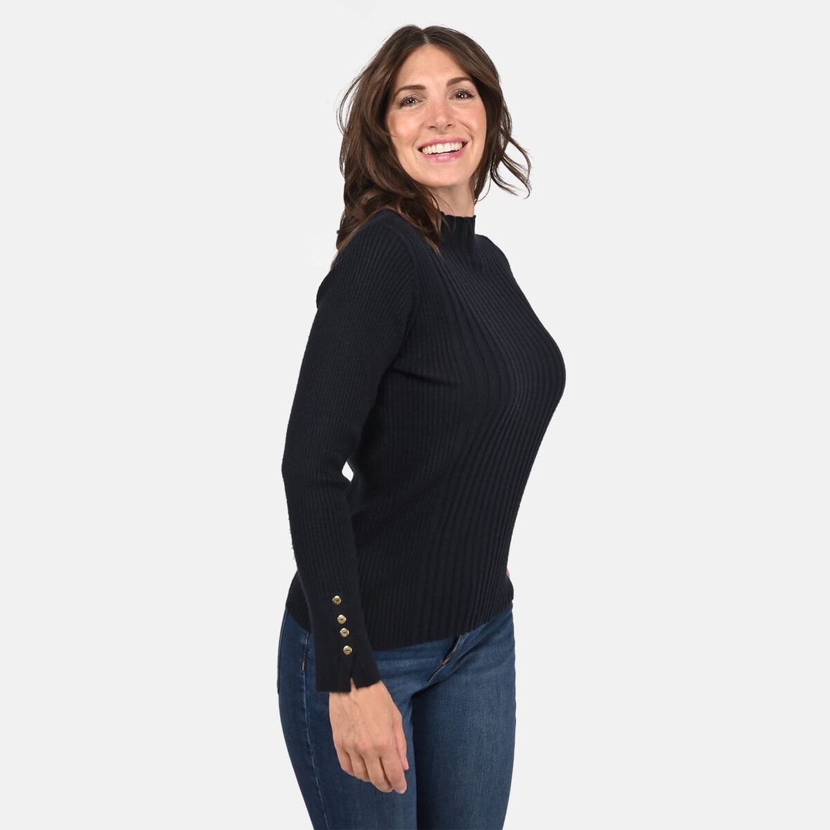 Tamsy Black Ribbed Knit Sweater - M image number 3