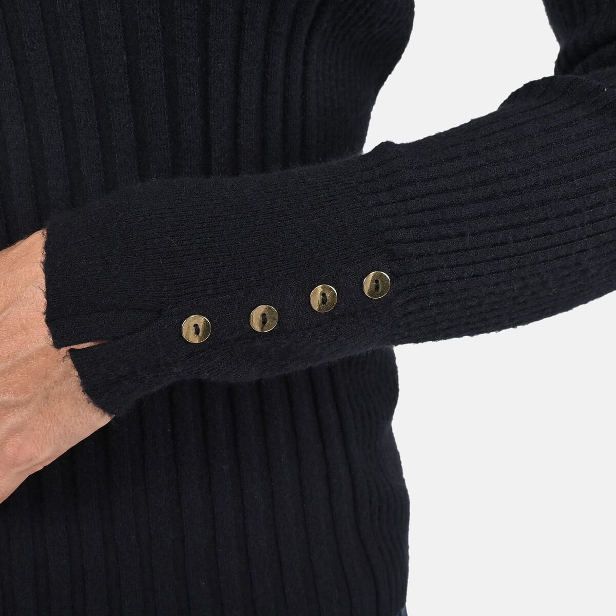 Tamsy Black Ribbed Knit Sweater - M image number 4