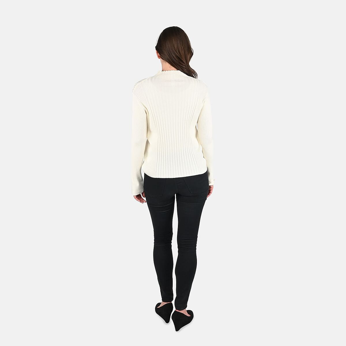 Tamsy Beige Ribbed Knit Sweater - S image number 1