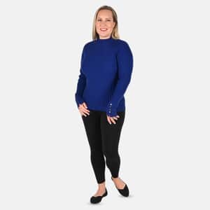 Tamsy Blue Ribbed Knit Sweater - XL