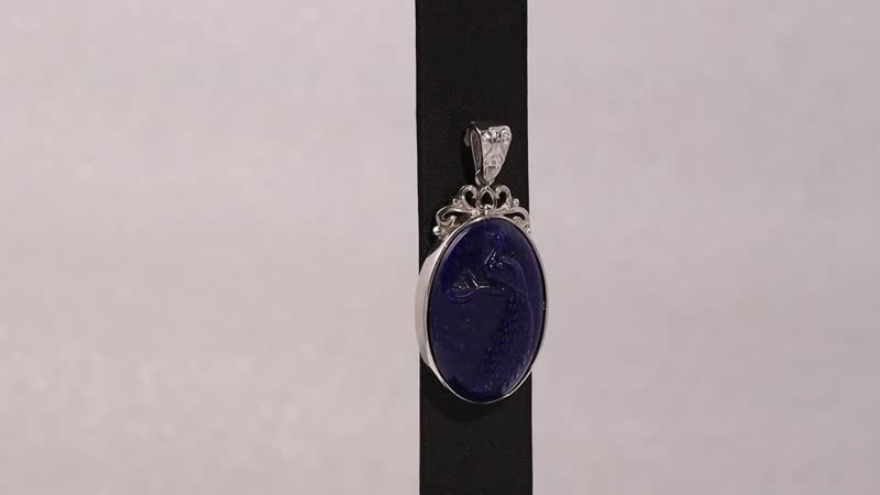 Freshened Lapis Lazuli Solitaire Pendant without Chain in Platinum Over Copper with Magnet 14.25 ctw