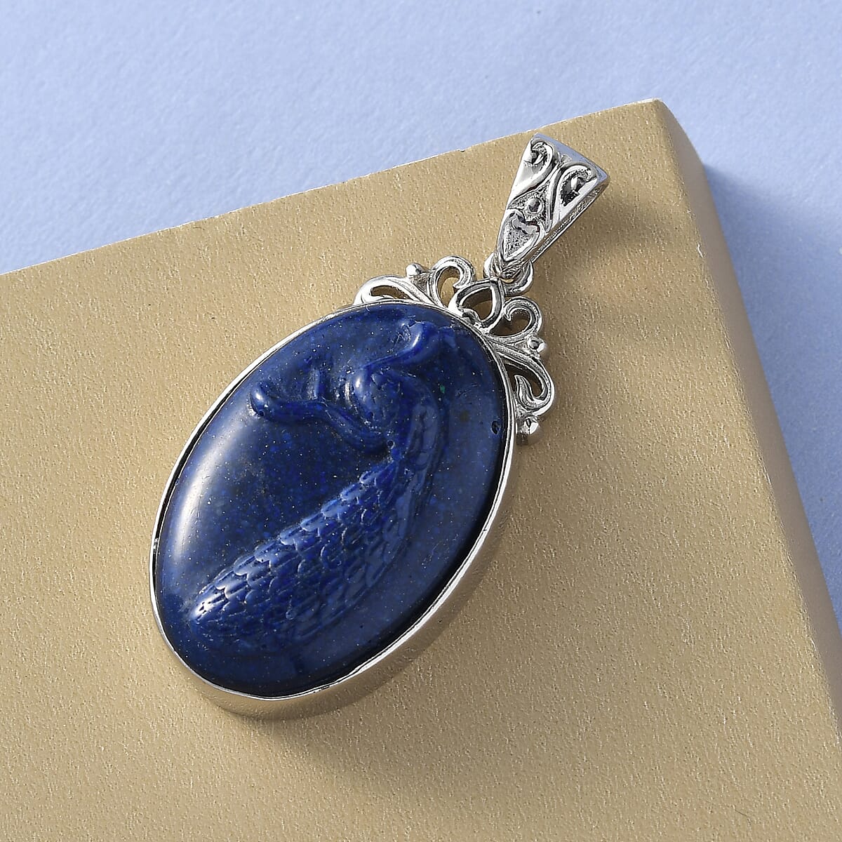 Freshened Lapis Lazuli Solitaire Pendant without Chain in Platinum Over Copper with Magnet 14.25 ctw image number 1