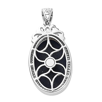 Freshened Lapis Lazuli Solitaire Pendant without Chain in Platinum Over Copper with Magnet 14.25 ctw