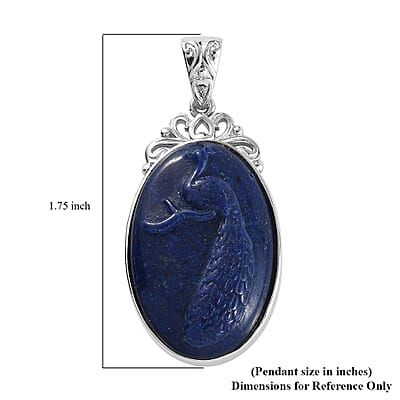 Freshened Lapis Lazuli Solitaire Pendant without Chain in Platinum Over Copper with Magnet 14.25 ctw