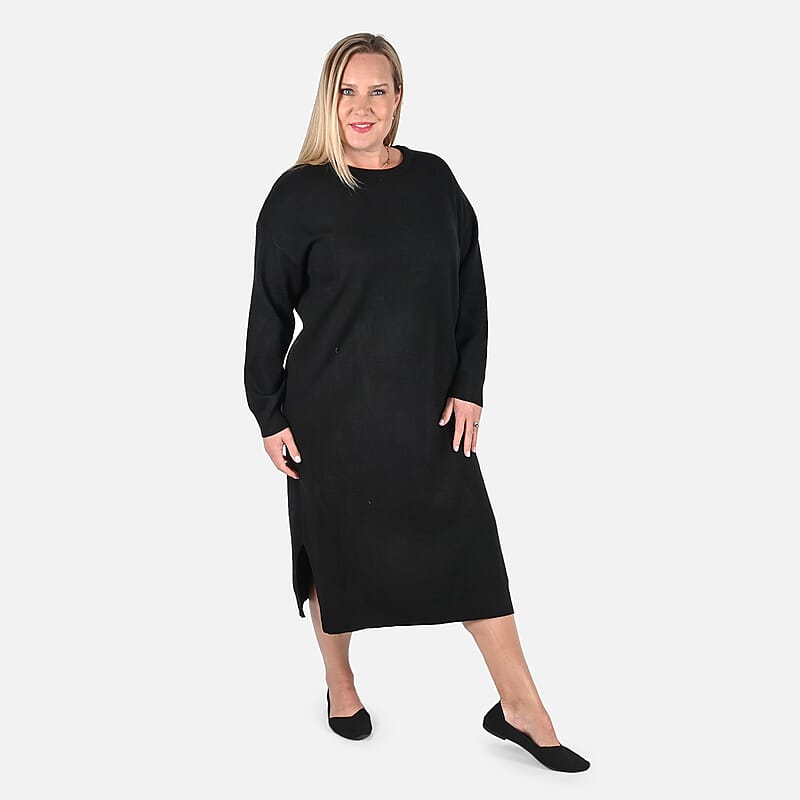 Tamsy Black Knit Tunic Sweater - L