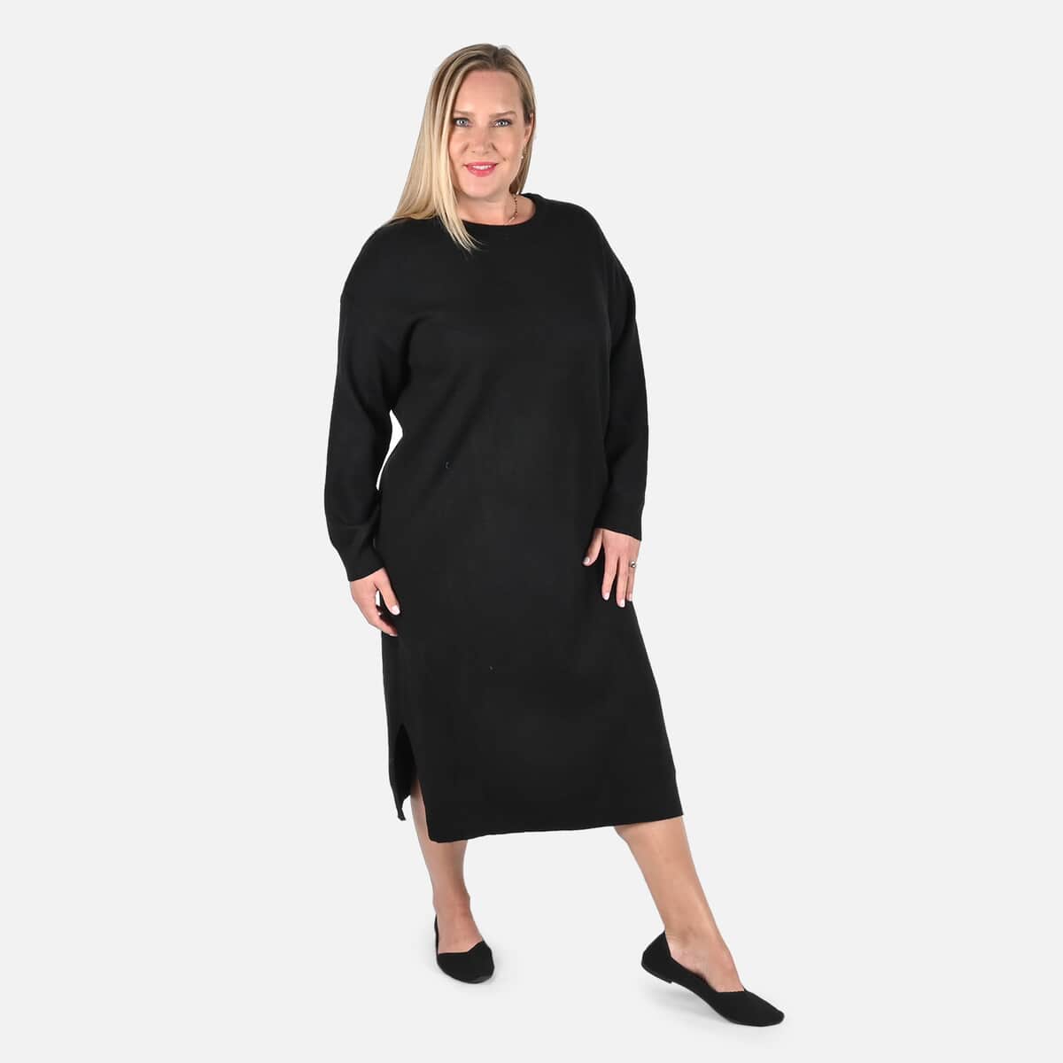 Tamsy Black Knit Tunic Sweater - L image number 0