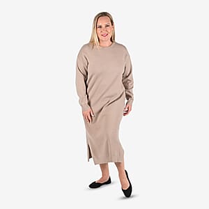 Tamsy Mocha Knit Tunic Sweater - S