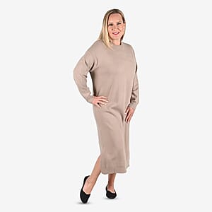 Tamsy Mocha Knit Tunic Sweater - S