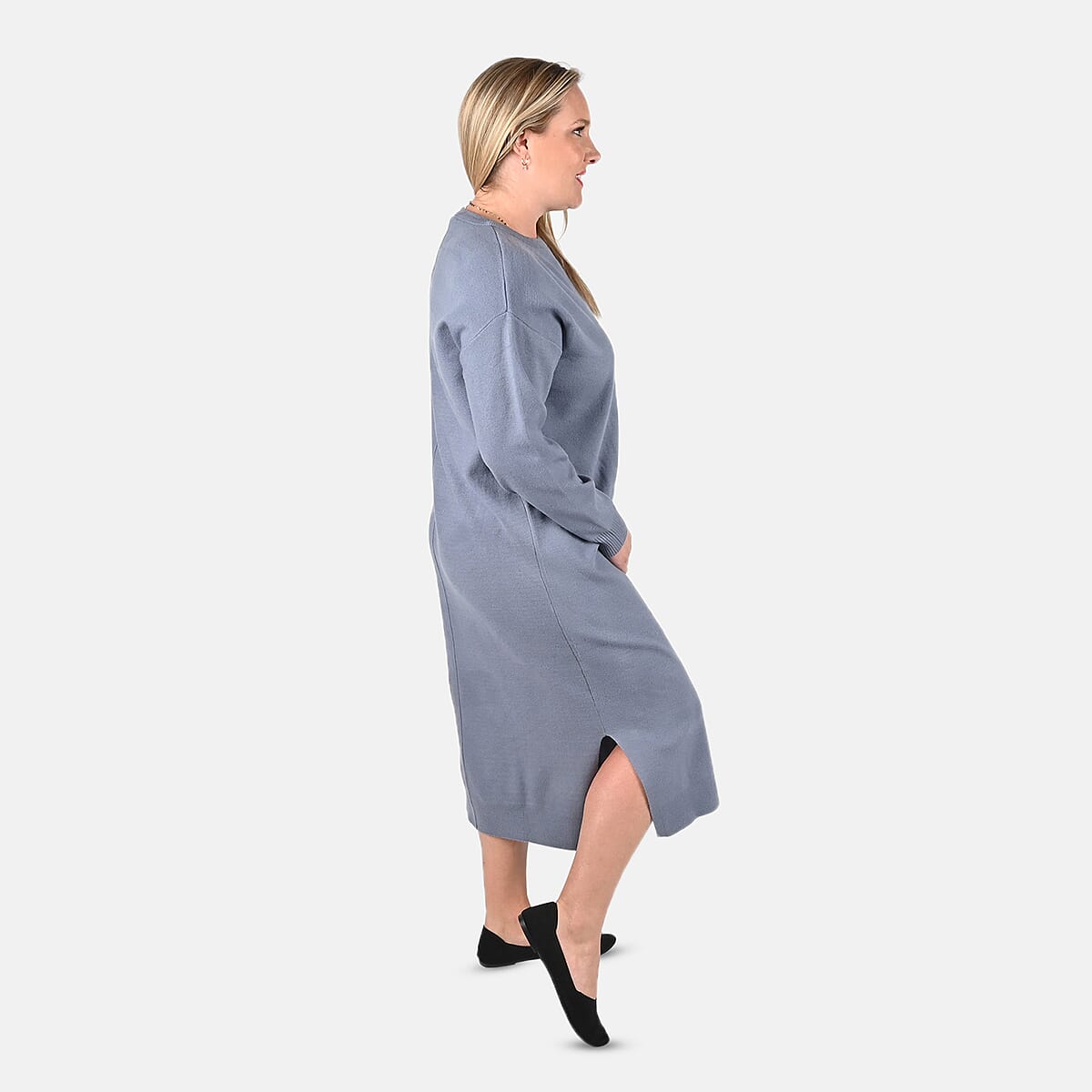 Tamsy Light Blue Knit Tunic Sweater - XL image number 2