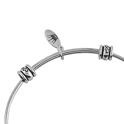 HALLMARK Wherever Life Takes us Hot Air Balloon Multi Charm Expandable Wire Bangle Bracelet in Stainless Steel (8.50 In) 10.70 Grams