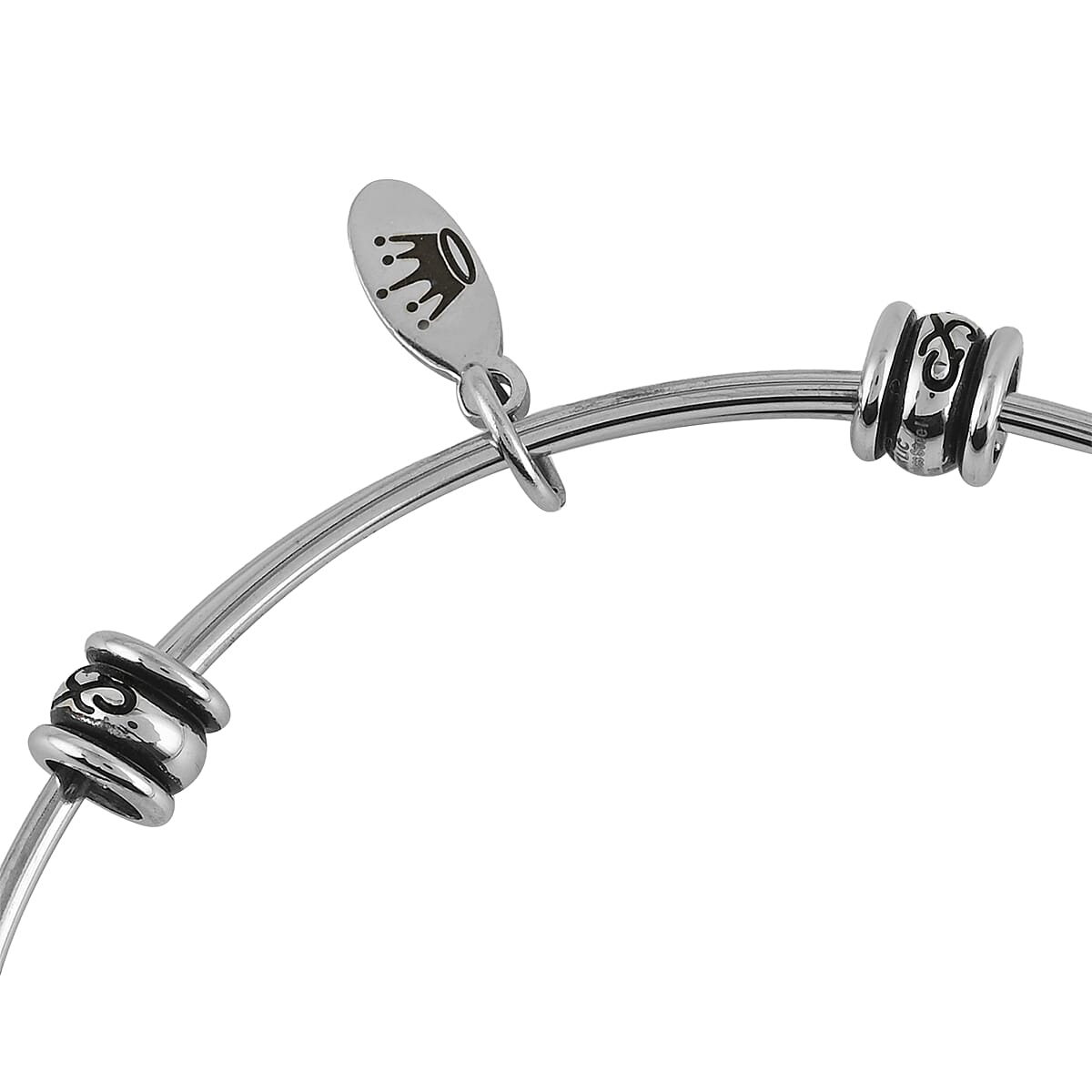 HALLMARK Bee Can't Get Enough Honey Charm Expandable Wire Bangle Bracelet in Stainless Steel (8.50 In) image number 4