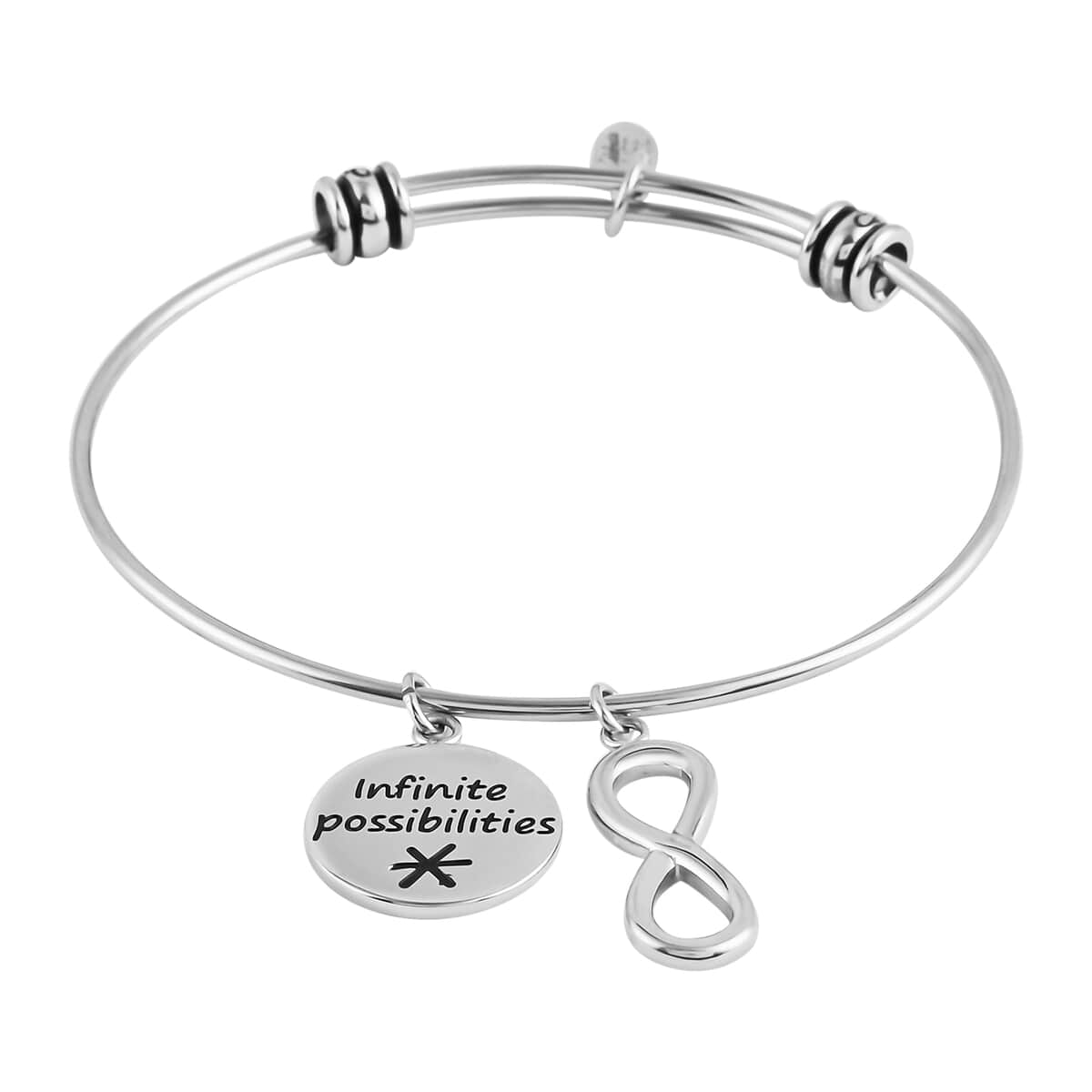 HALLMARK Infinite possibilities Infinity Charm Expandable Wire Bangle Bracelet in Stainless Steel (8.50 In) 10.70 Grams image number 0