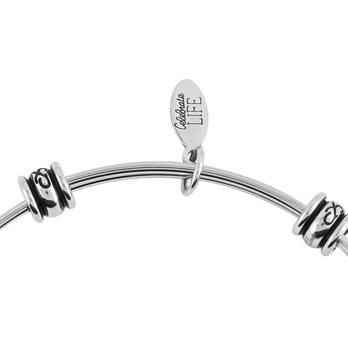 HALLMARK Infinite possibilities Infinity Charm Expandable Wire Bangle Bracelet in Stainless Steel (8.50 In) 10.70 Grams image number 4