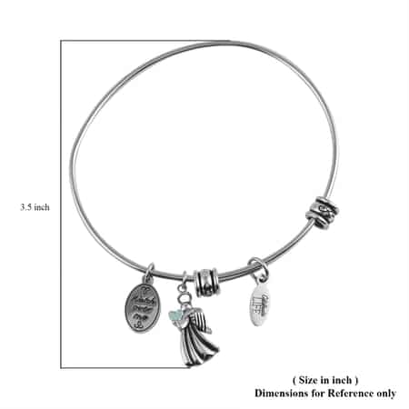 HALLMARK Watch Over Me Charm Expandable Wire Bangle Bracelet in Stainless Steel (8.50 In) 10 Grams image number 3
