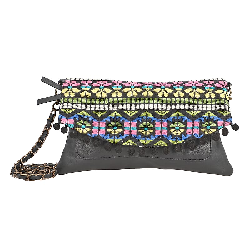 Black Genuine Leather Vintage Crossbody Bag